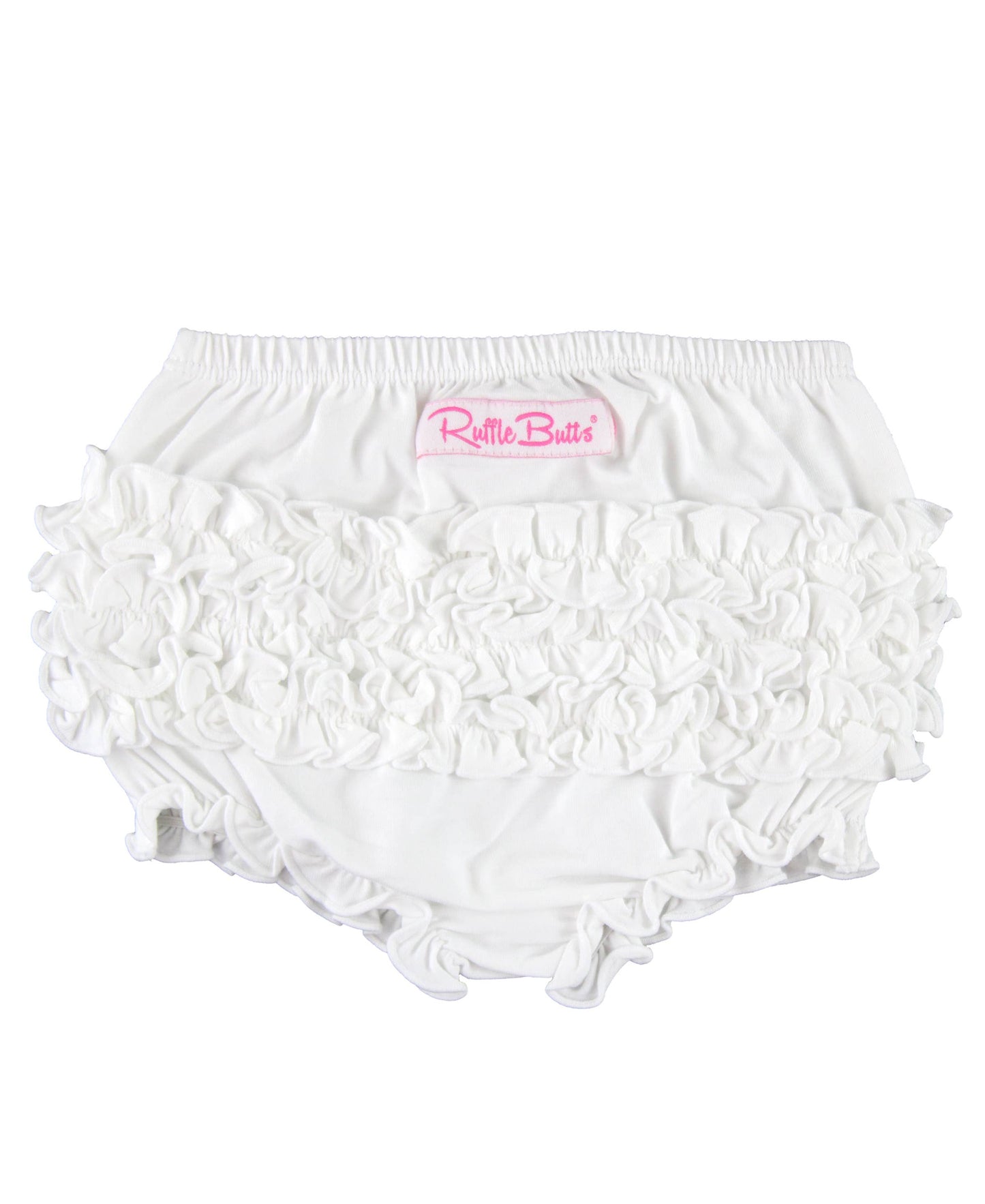 Baby Girls White Knit RuffleButt Bloomer