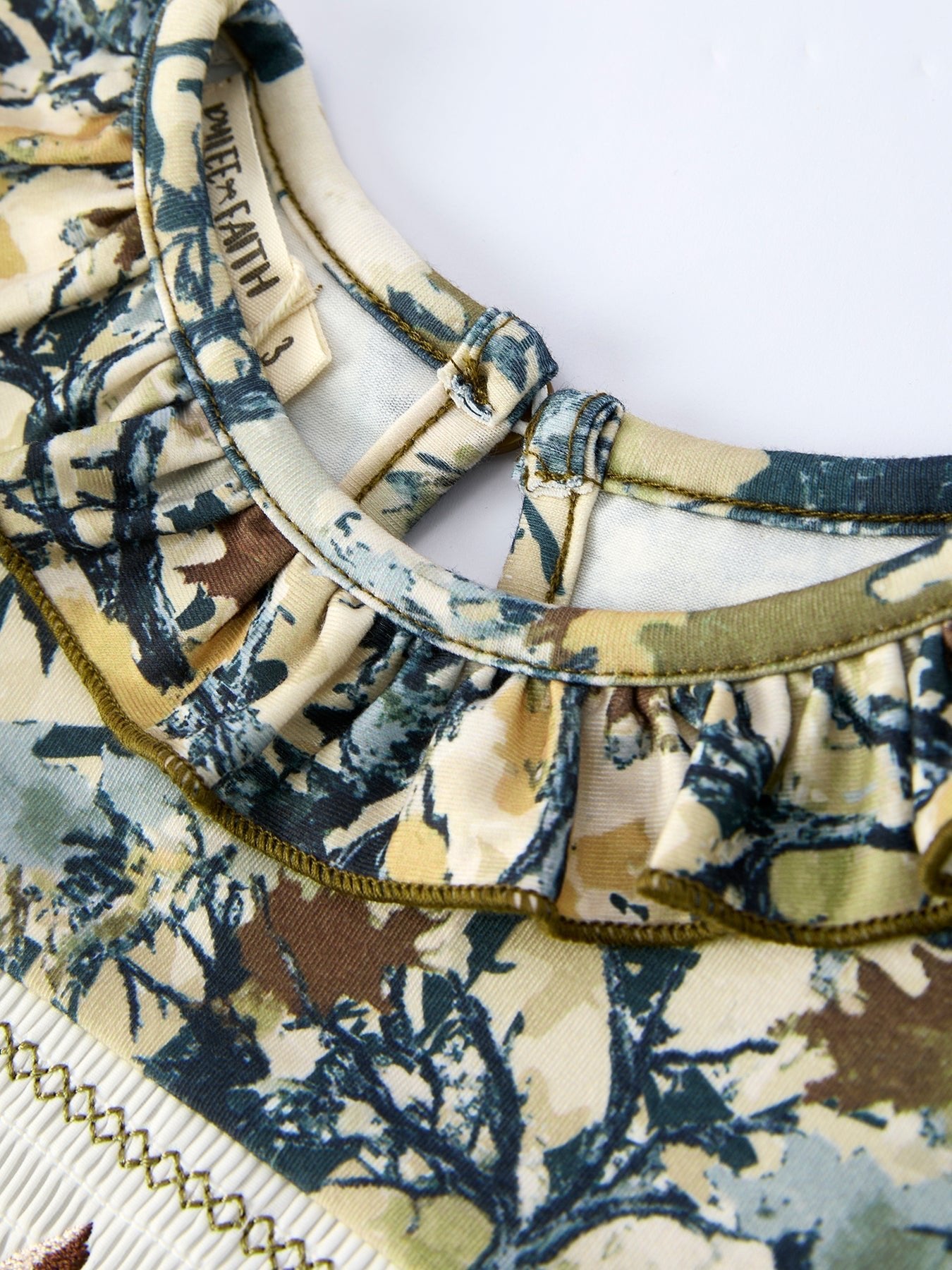 Camo Duck Smocked Bow Ruffle Sleeves Girls Dress - Sunny Meadow Boutique