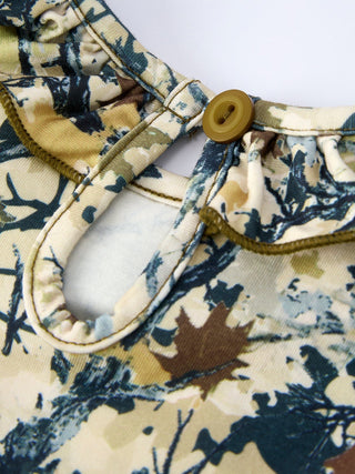 Camo Duck Smocked Bow Ruffle Sleeves Girls Dress - Sunny Meadow Boutique