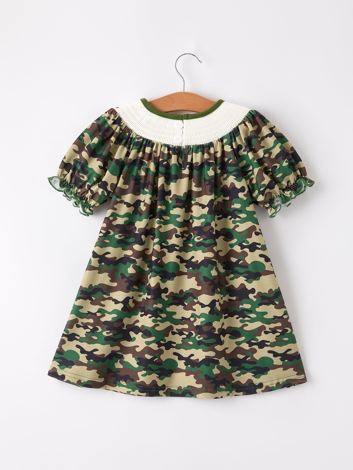Camouflage Duck Smocking Embroidery Girls Dress - Sunny Meadow Boutique