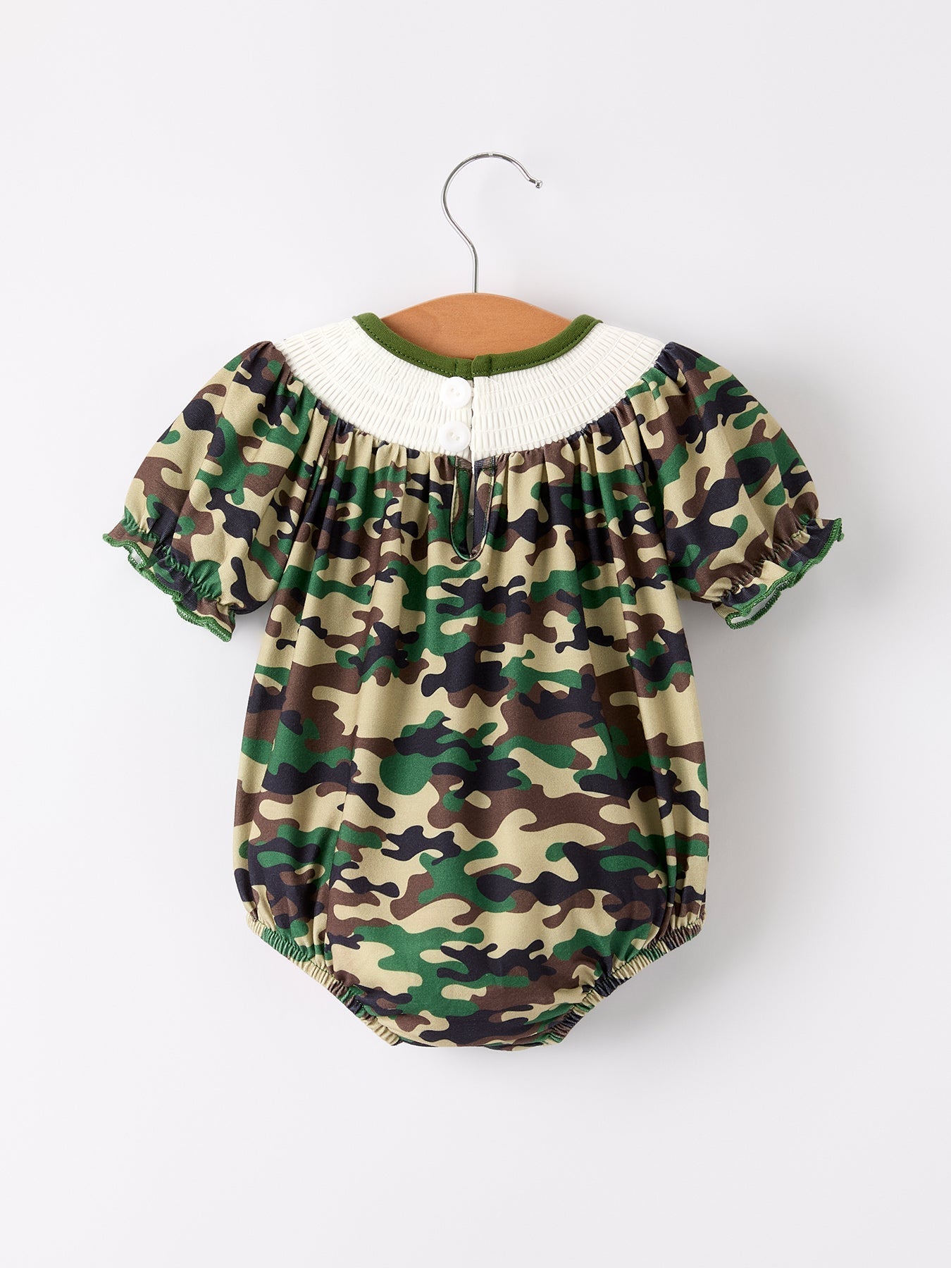 Camouflage Duck Smocking Embroidery Girls Romper - Sunny Meadow Boutique