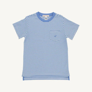 Carter Crewneck - Sunrise Blvd. Blue Stripe with Sunrise Blvd. Blue Stork - Sunny Meadow Boutique