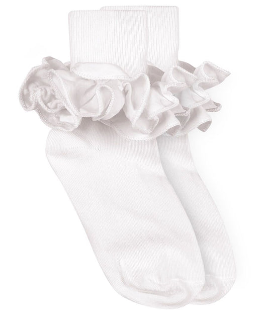 Classic Ruffle Turn - Cuff Socks – Soft Cotton Girls’ Dress Socks (1 Pair) - Sunny Meadow Boutique