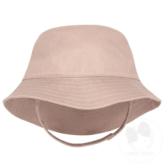 Cotton Twill Bucket Hat with Straps in Khaki - Sunny Meadow Boutique