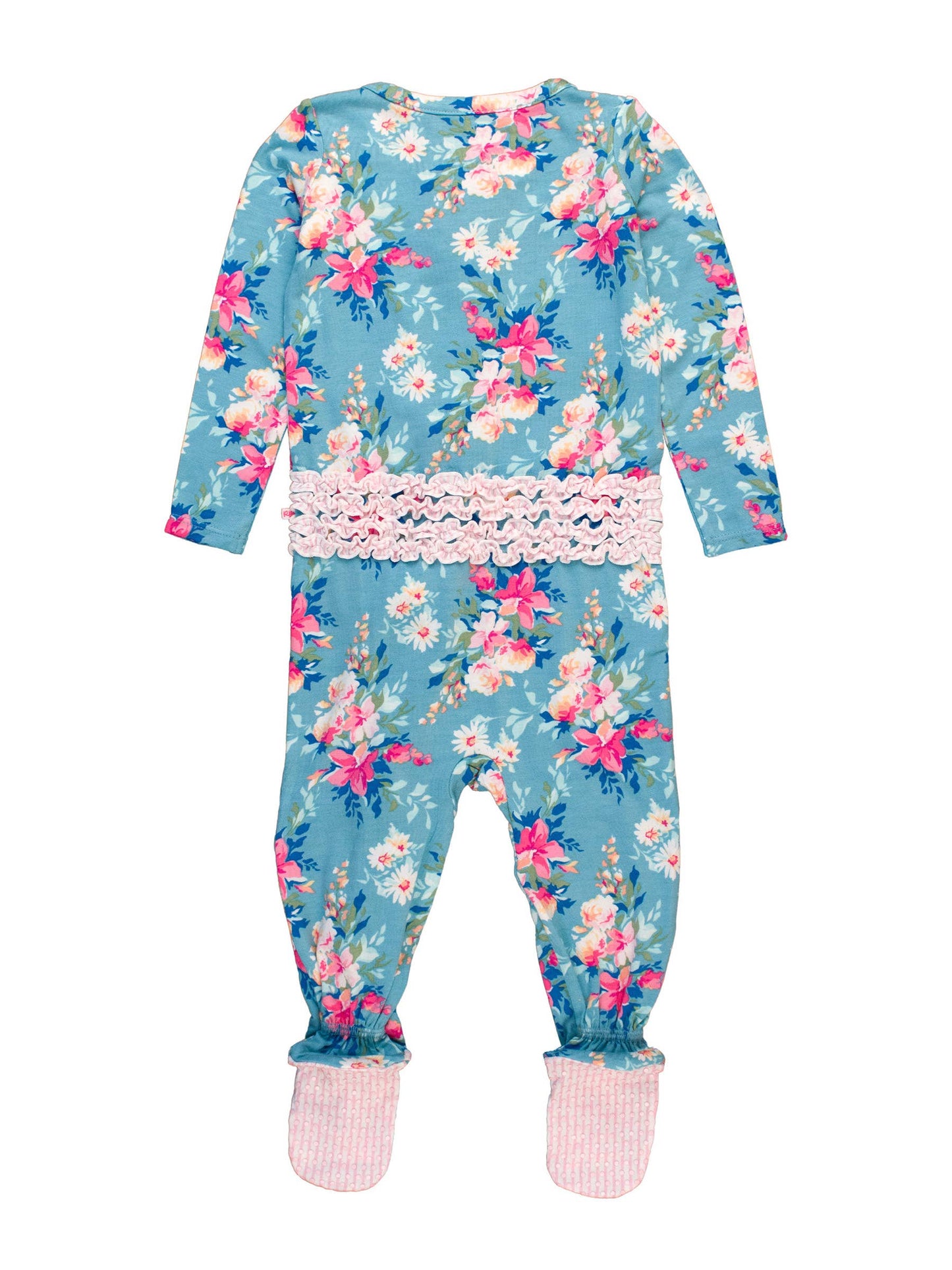 Baby Girls Fancy Me Floral Bamboo Viscose Footed Ruffle One Piece Pajama