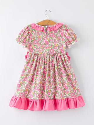 "DADDY'S GIRL" Bow Embroidered Ruffle Collar Girl Dress - Sunny Meadow Boutique