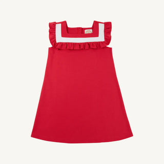 Darla Dress, Richmond Red with White Trim