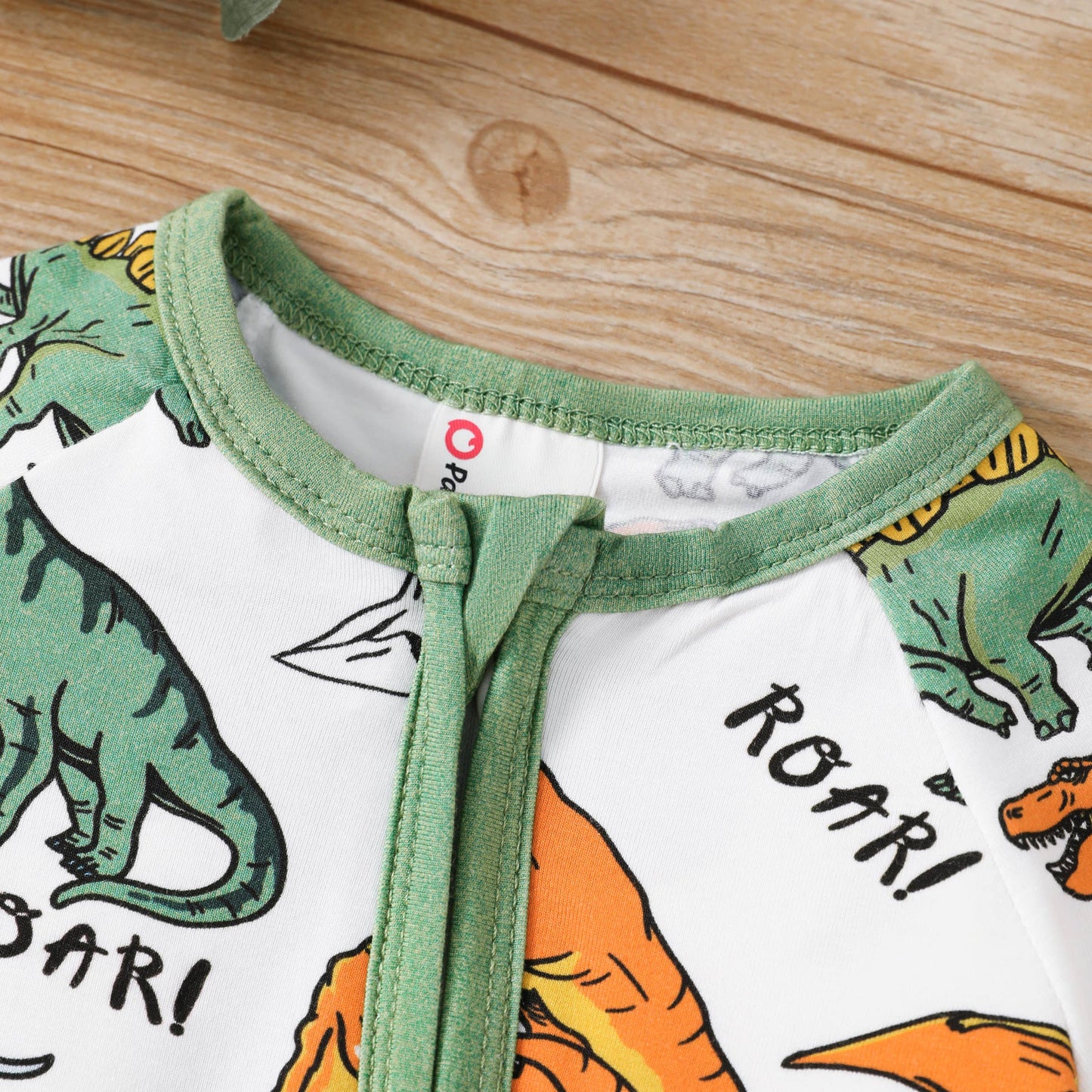 Baby Boy Bamboo Fiber Cute Dinosaur Print Zip-Up Jumpsuits