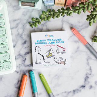 Dinos Dragons Diggers and Dogs Coloring Book for Kids & Baby - Sunny Meadow Boutique