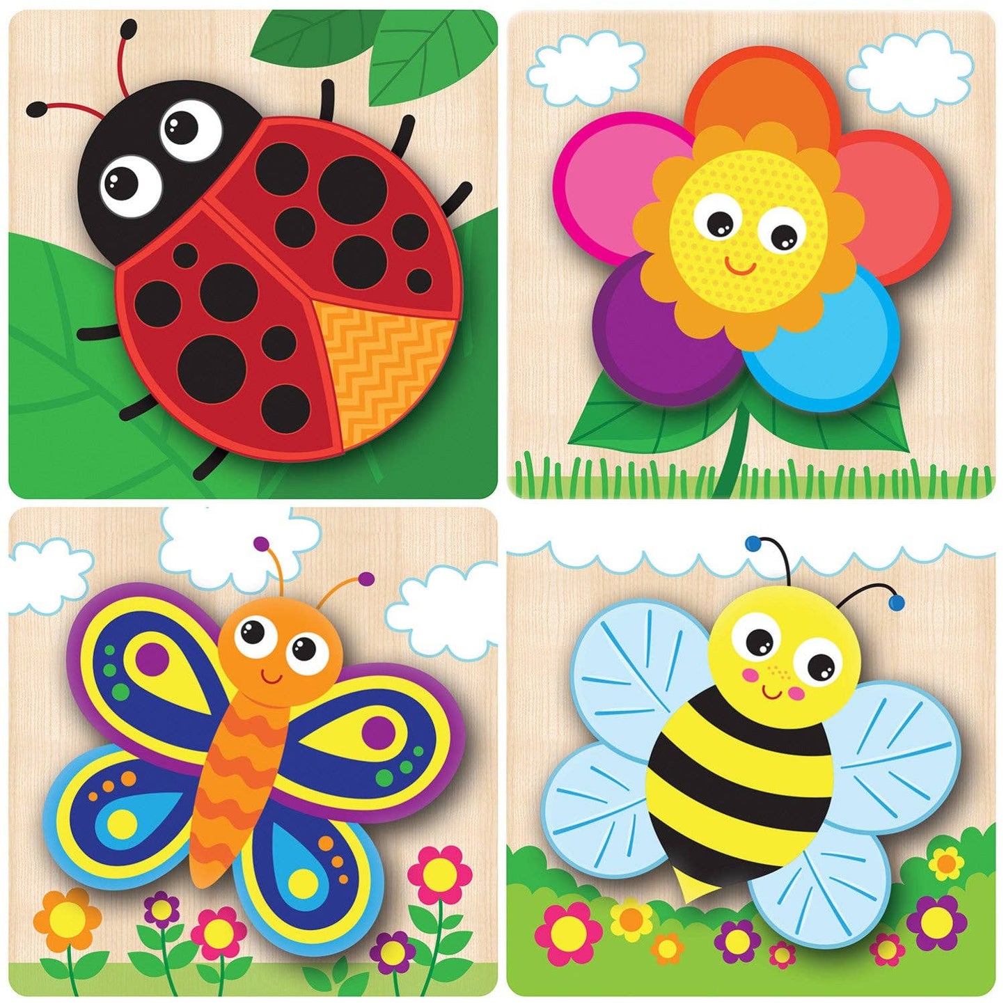 Garden Chunky Wood Puzzles - Kids 4 Pack