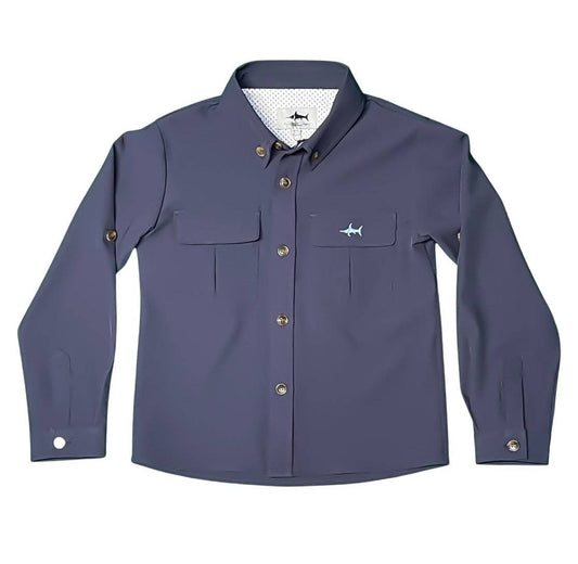 Flagler Boys Fishing Shirt Navy