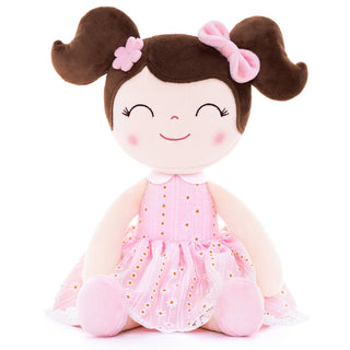16" Keepsake Plush Doll - Pink Dress Dark Brown Hair