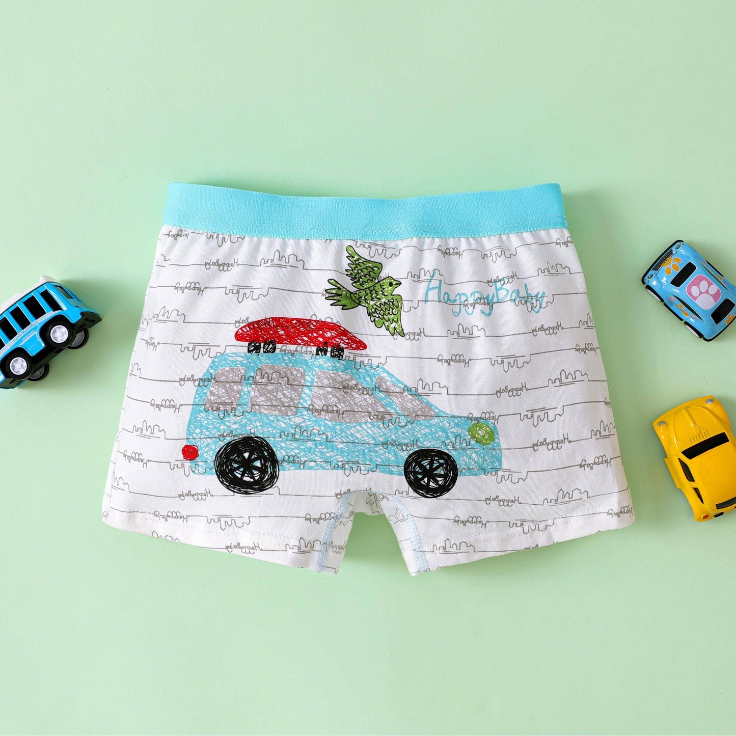 Boy Childlike Graffiti Hand Drawn Cotton Tight Underwear Set