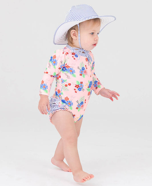 Girls Periwinkle Blue Seersucker Swim Hat