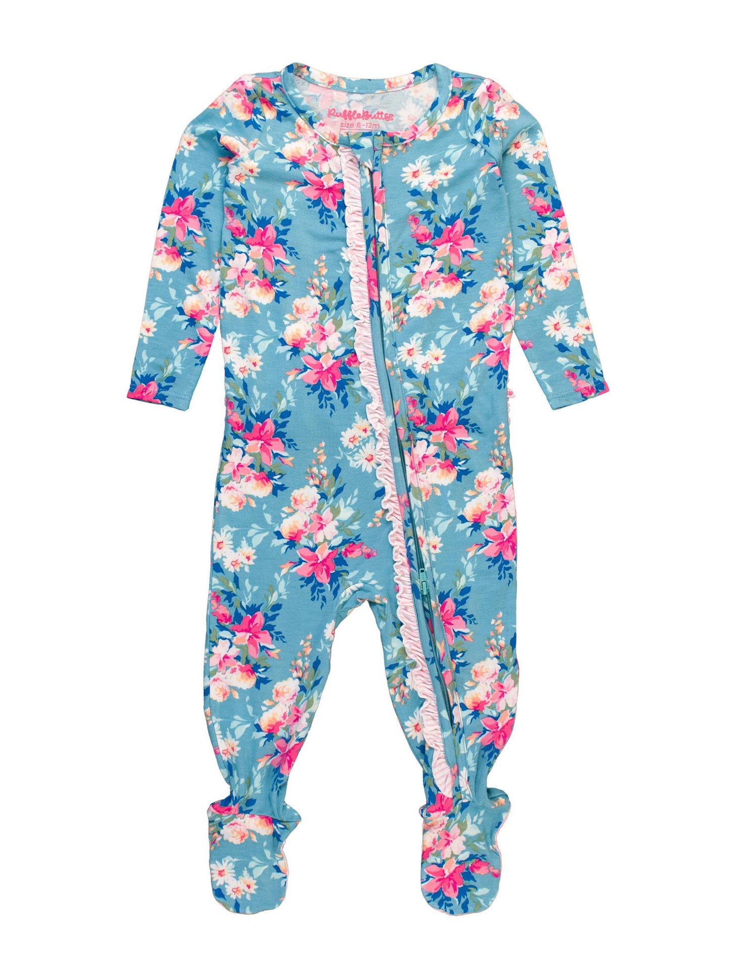 Baby Girls Fancy Me Floral Bamboo Viscose Footed Ruffle One Piece Pajama