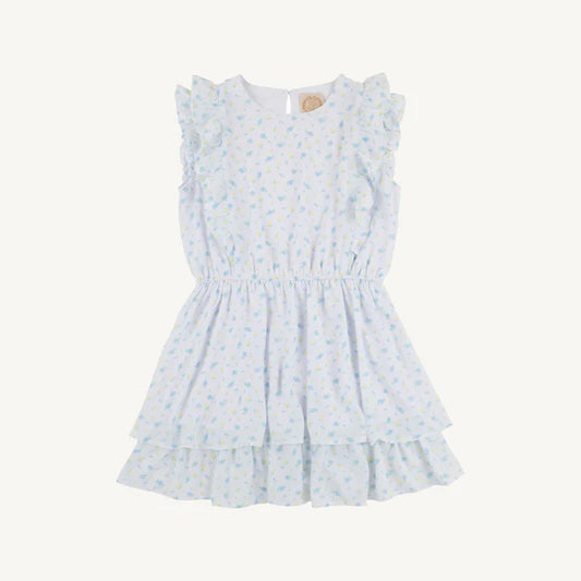 Light blue dress with floral pattern on a white background