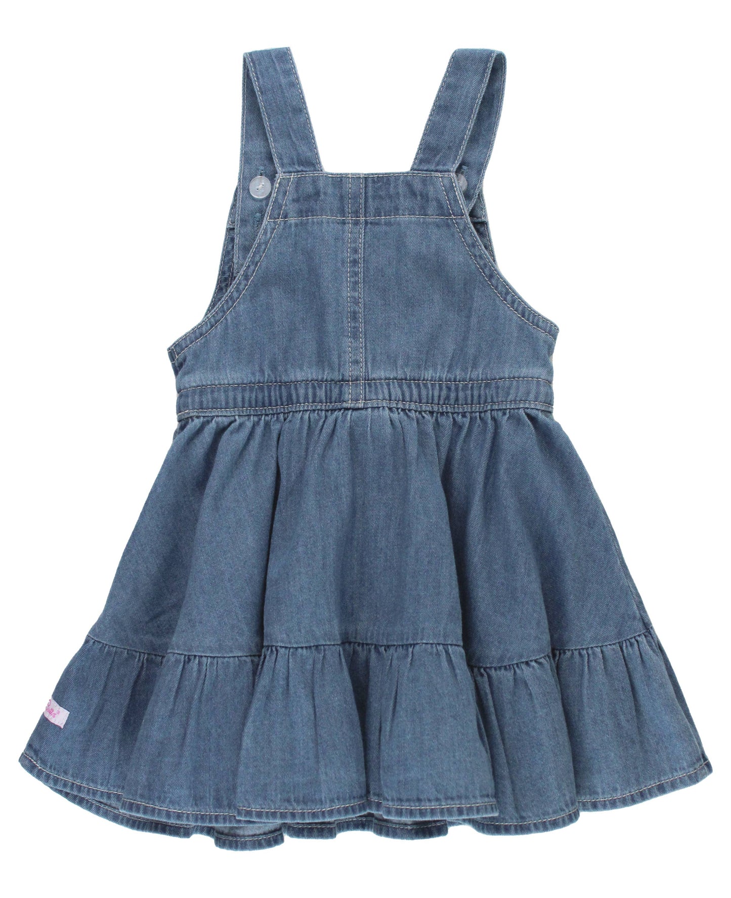 Girls Light Wash Denim Overall Jumper Dress