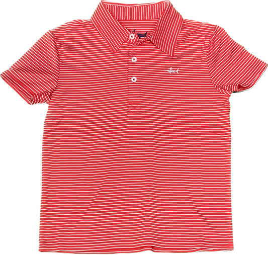 BANKS PERFORMANCE BOYS POLO RED/WHITE STRIPE