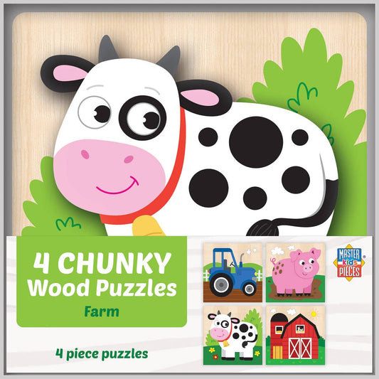 Farm Chunky Wood Puzzles - Kids 4 Pack - Sunny Meadow Boutique