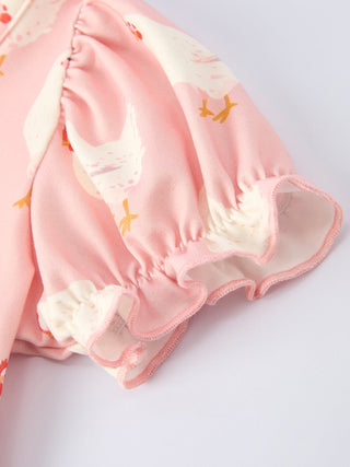 Farm Spring Chicken Print Girls Ruffle Dress - Sunny Meadow Boutique
