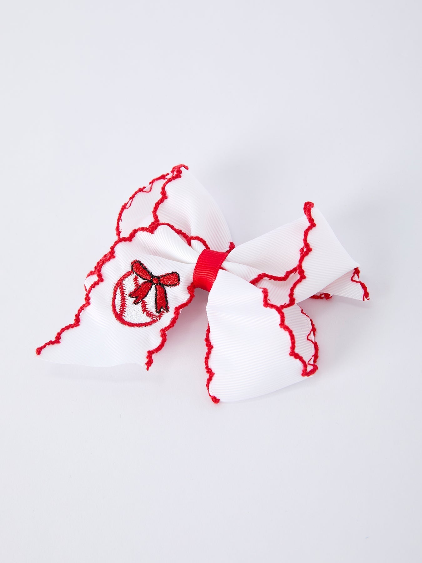 Festive Baseball Embroidered Girls Hairpin 4 Inches - Sunny Meadow Boutique