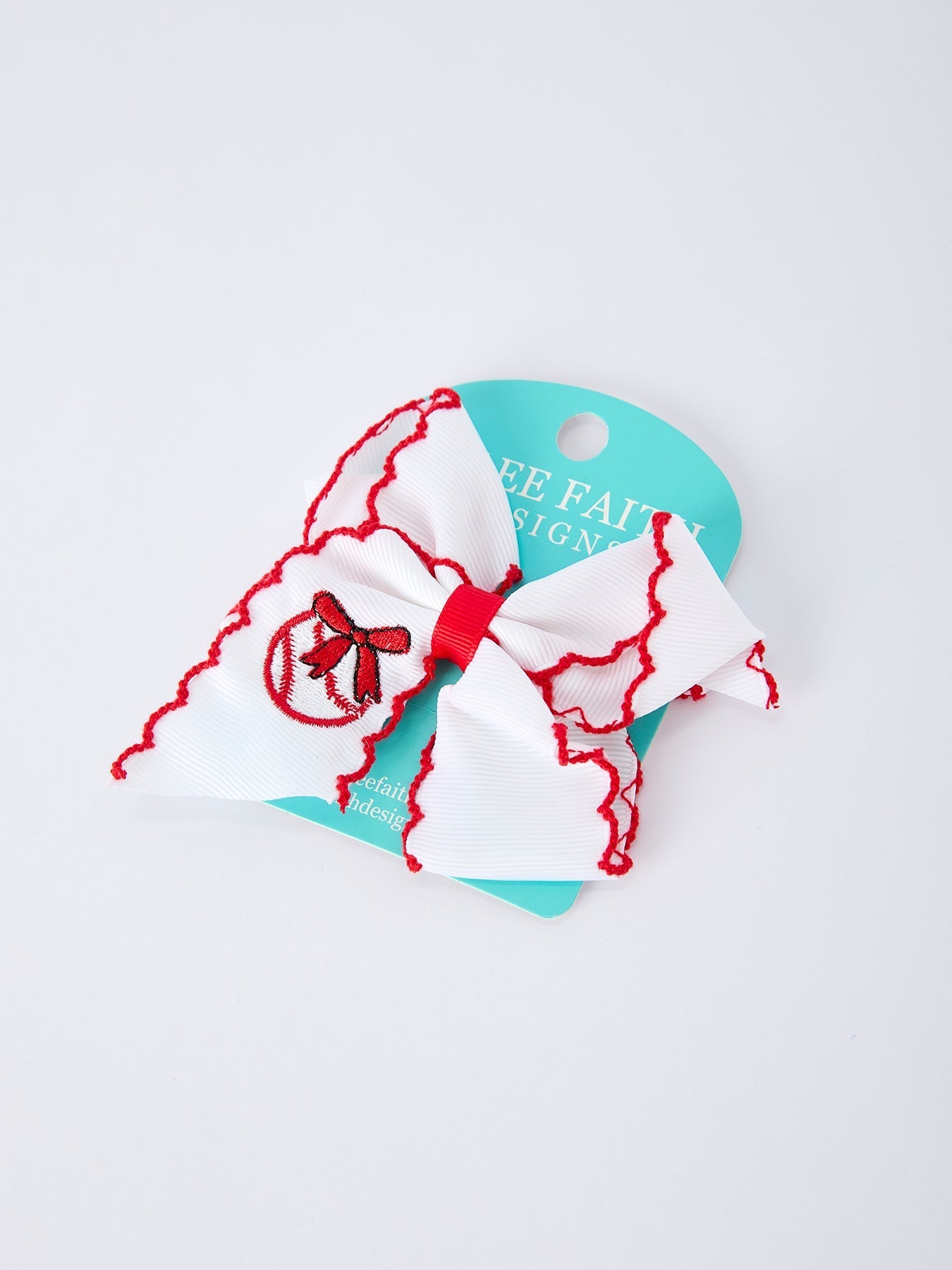 Festive Baseball Embroidered Girls Hairpin 4 Inches - Sunny Meadow Boutique