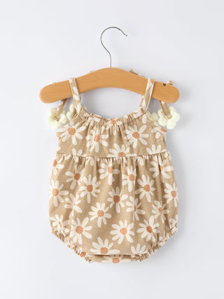 Floral Daisy Baby Girl Spaghetti Strap Romper - Sunny Meadow Boutique