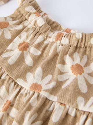 Floral Daisy Baby Girl Spaghetti Strap Romper - Sunny Meadow Boutique