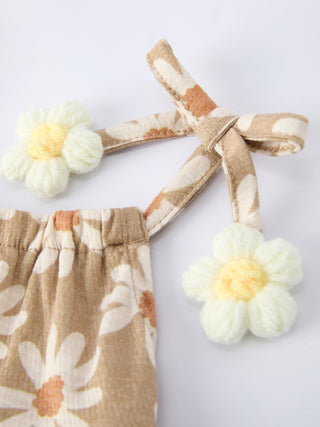 Floral Daisy Baby Girl Spaghetti Strap Romper - Sunny Meadow Boutique