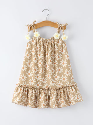 Floral Daisy Girl Spaghetti Strap Dress - Sunny Meadow Boutique