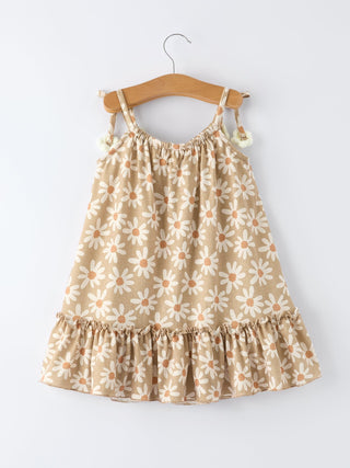 Floral Daisy Girl Spaghetti Strap Dress - Sunny Meadow Boutique