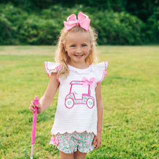Floral Tee Time Girls Golf Short Set - Sunny Meadow Boutique