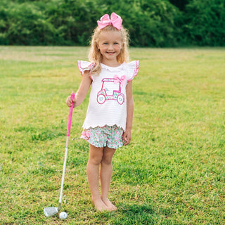 Floral Tee Time Girls Golf Short Set - Sunny Meadow Boutique