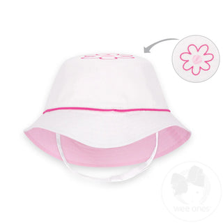 Reversible Embroidered Girls Bucket Hat with Straps