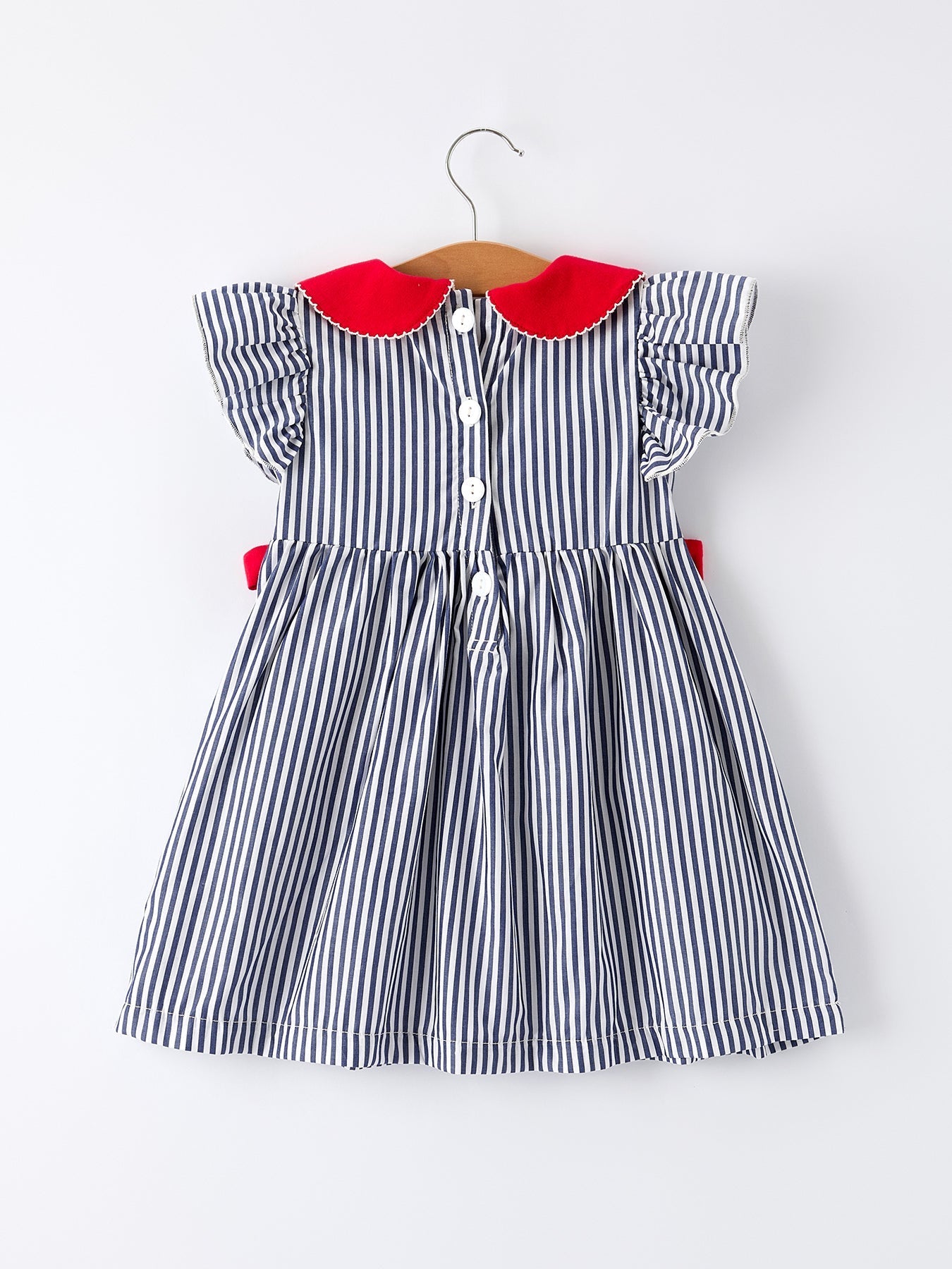Girls Baseball Team Outfit – Striped Ruffle Sleeve Dress with Ball Design - Sunny Meadow Boutique