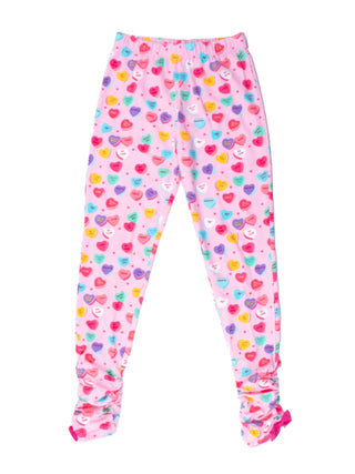 Girls Be My Valentine Ruched Bow Leggings - Sunny Meadow Boutique