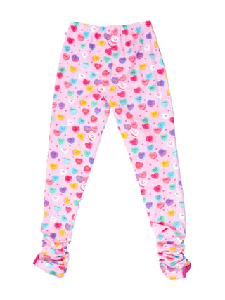 Girls Be My Valentine Ruched Bow Leggings - Sunny Meadow Boutique