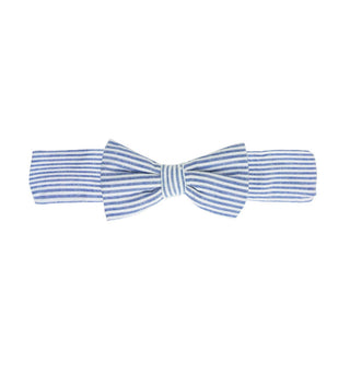 Girls Blue Seersucker Woven Headband - Sunny Meadow Boutique