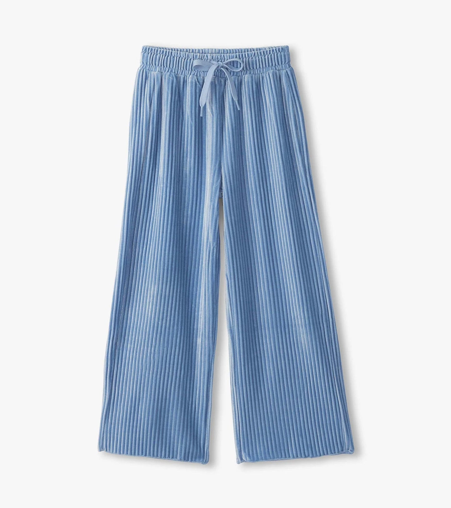 Girls Cornflower Blue Pleated Velour Relaxed Pants - Sunny Meadow Boutique