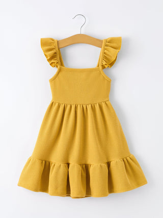 Girls Daisy and Mustard Yellow Dress 2 - piece Set - Sunny Meadow Boutique