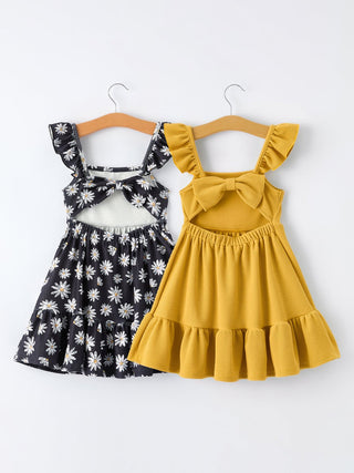 Girls Daisy and Mustard Yellow Dress 2 - piece Set - Sunny Meadow Boutique