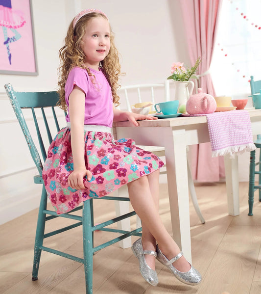 Girls Daisy Sequins Sequin Tulle Skirt - Sunny Meadow Boutique
