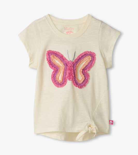 Girls Glowing Butterfly Tie Front T-Shirt - Sunny Meadow Boutique
