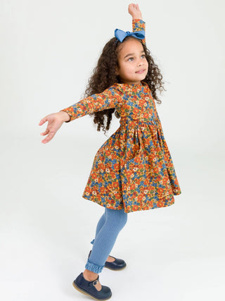 Girls Golden Harvest Knit Long Sleeve Twirl Dress - Sunny Meadow Boutique