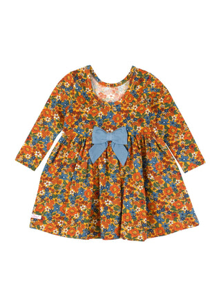 Girls Golden Harvest Knit Long Sleeve Twirl Dress - Sunny Meadow Boutique