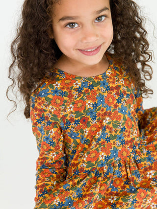 Girls Golden Harvest Knit Long Sleeve Twirl Dress - Sunny Meadow Boutique