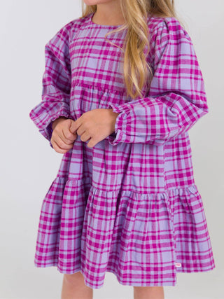 Girls Harper Plaid Woven Long Sleeve Tiered Twirl Dress - Sunny Meadow Boutique