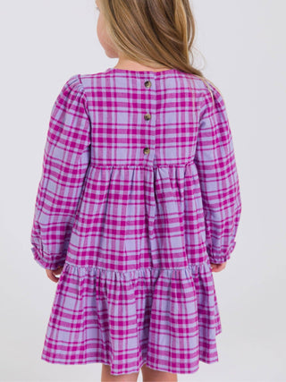 Girls Harper Plaid Woven Long Sleeve Tiered Twirl Dress - Sunny Meadow Boutique
