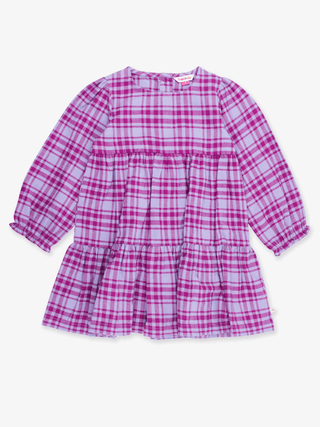 Girls Harper Plaid Woven Long Sleeve Tiered Twirl Dress - Sunny Meadow Boutique