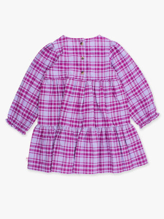 Girls Harper Plaid Woven Long Sleeve Tiered Twirl Dress - Sunny Meadow Boutique